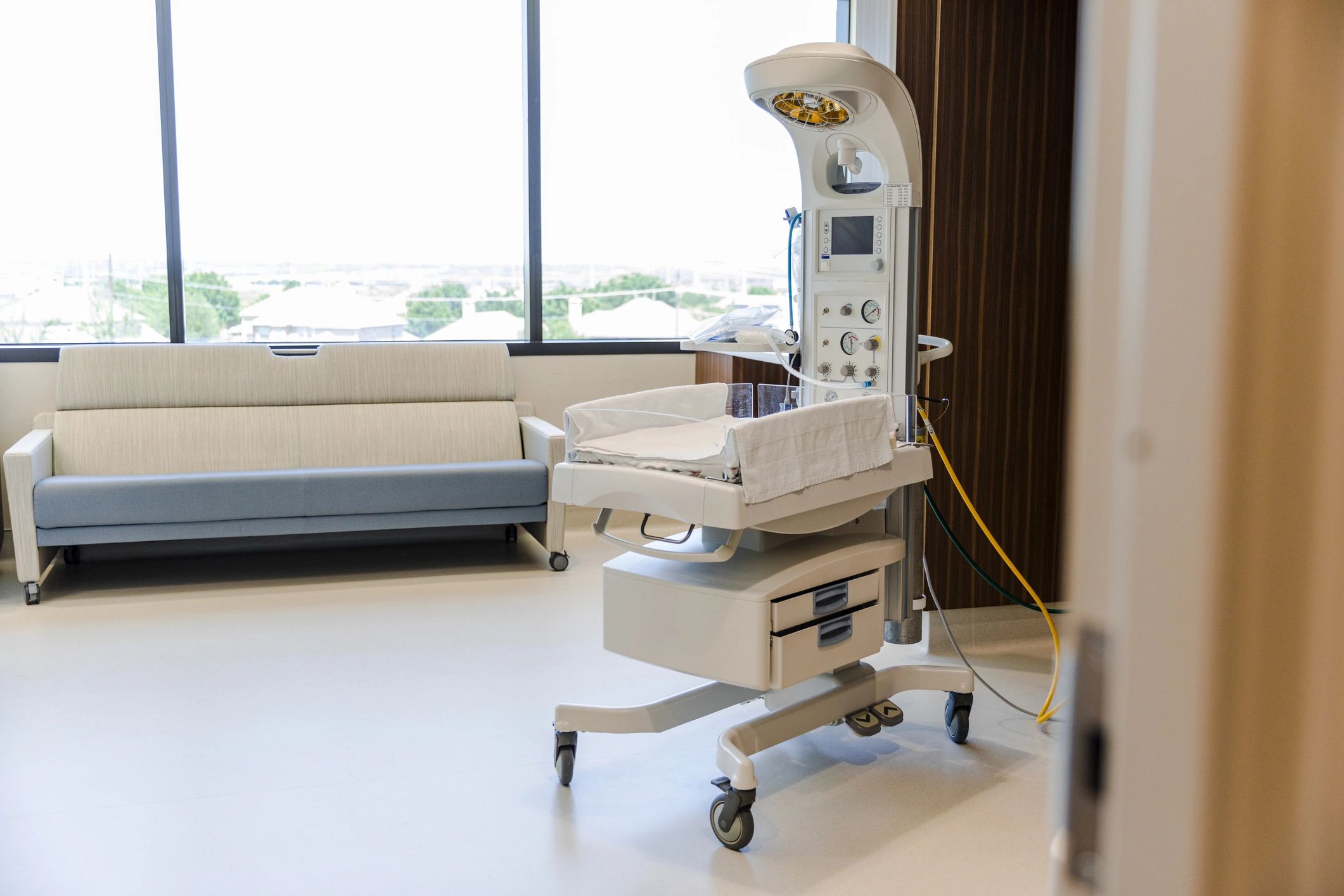 Clean hospital equipment room representing professional respiratory care